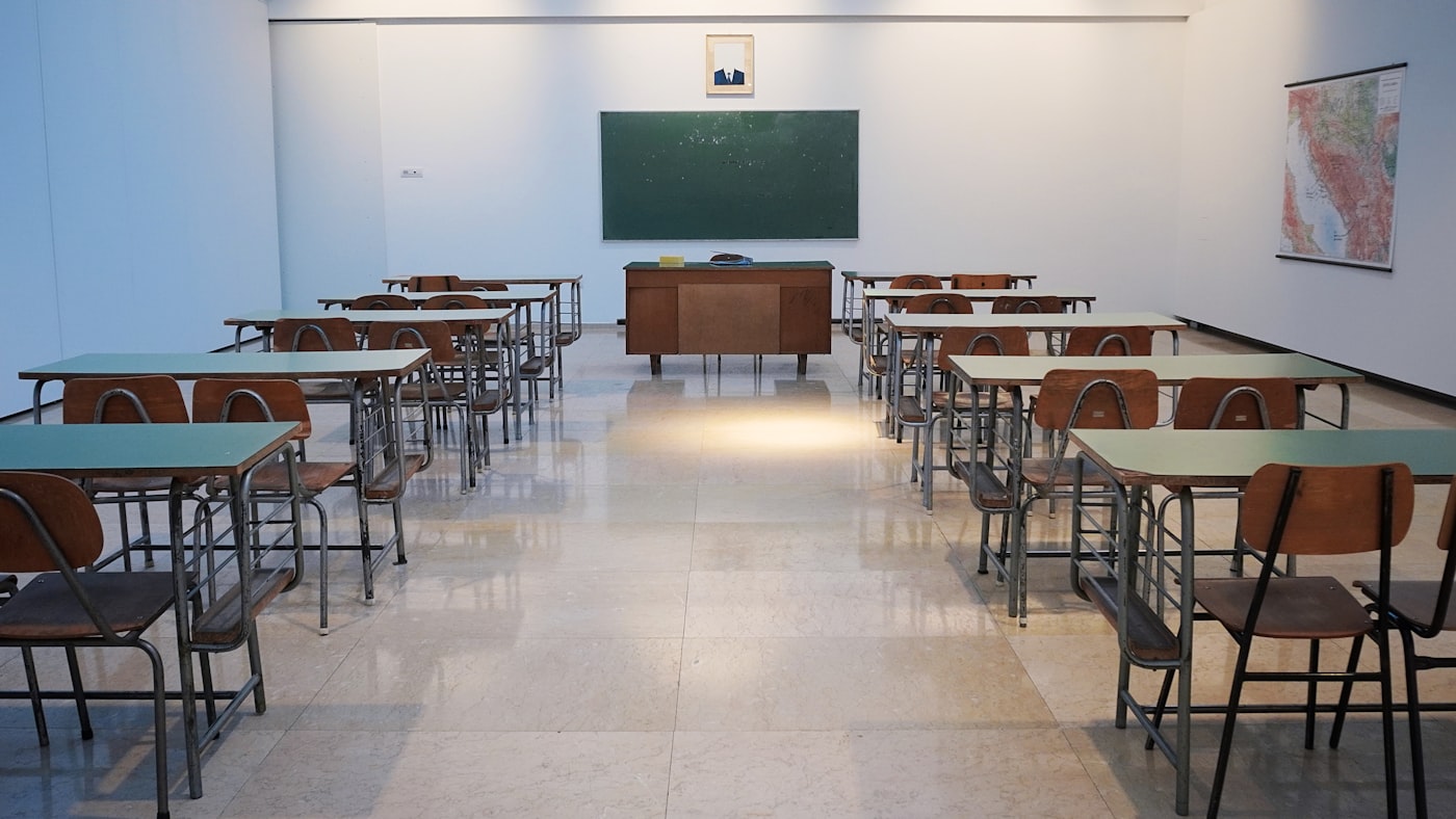 A bright classroom ready for Japanese language learning